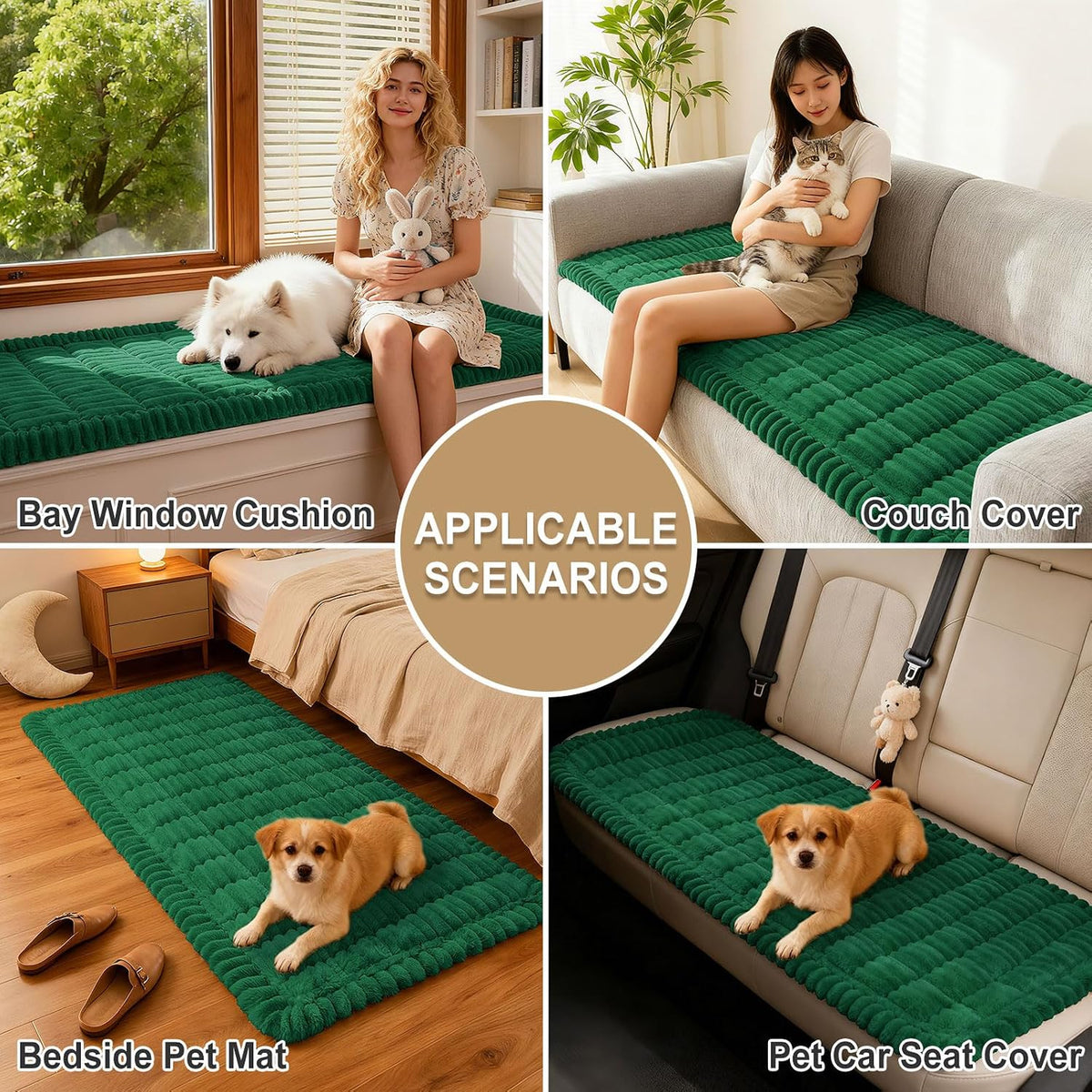 Couch Cover for Dogs, Washable Non Slip Plush Flannel Sofa Protector | Thick Flannel, Anti-Slip Backing, Pet Hair & Scratch Protection, Fits Sofa & Loveseat (27.6" x 59") - Colors B