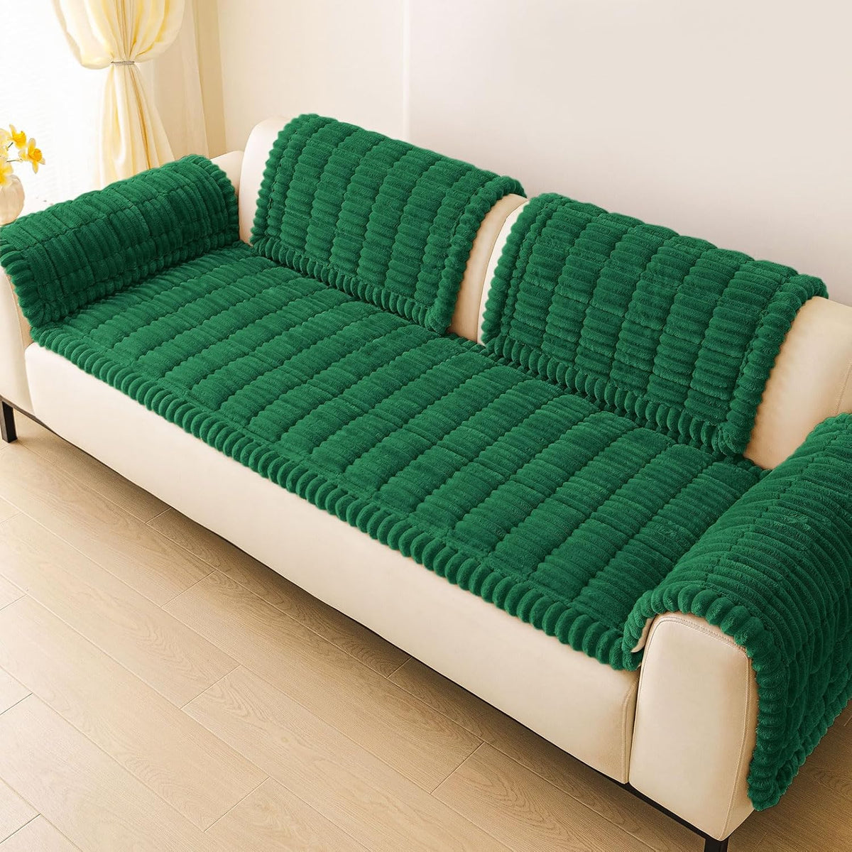 Couch Cover for Dogs, Washable Non Slip Plush Flannel Sofa Protector | Thick Flannel, Anti-Slip Backing, Pet Hair & Scratch Protection, Fits Sofa & Loveseat (27.6" x 59") - Colors B
