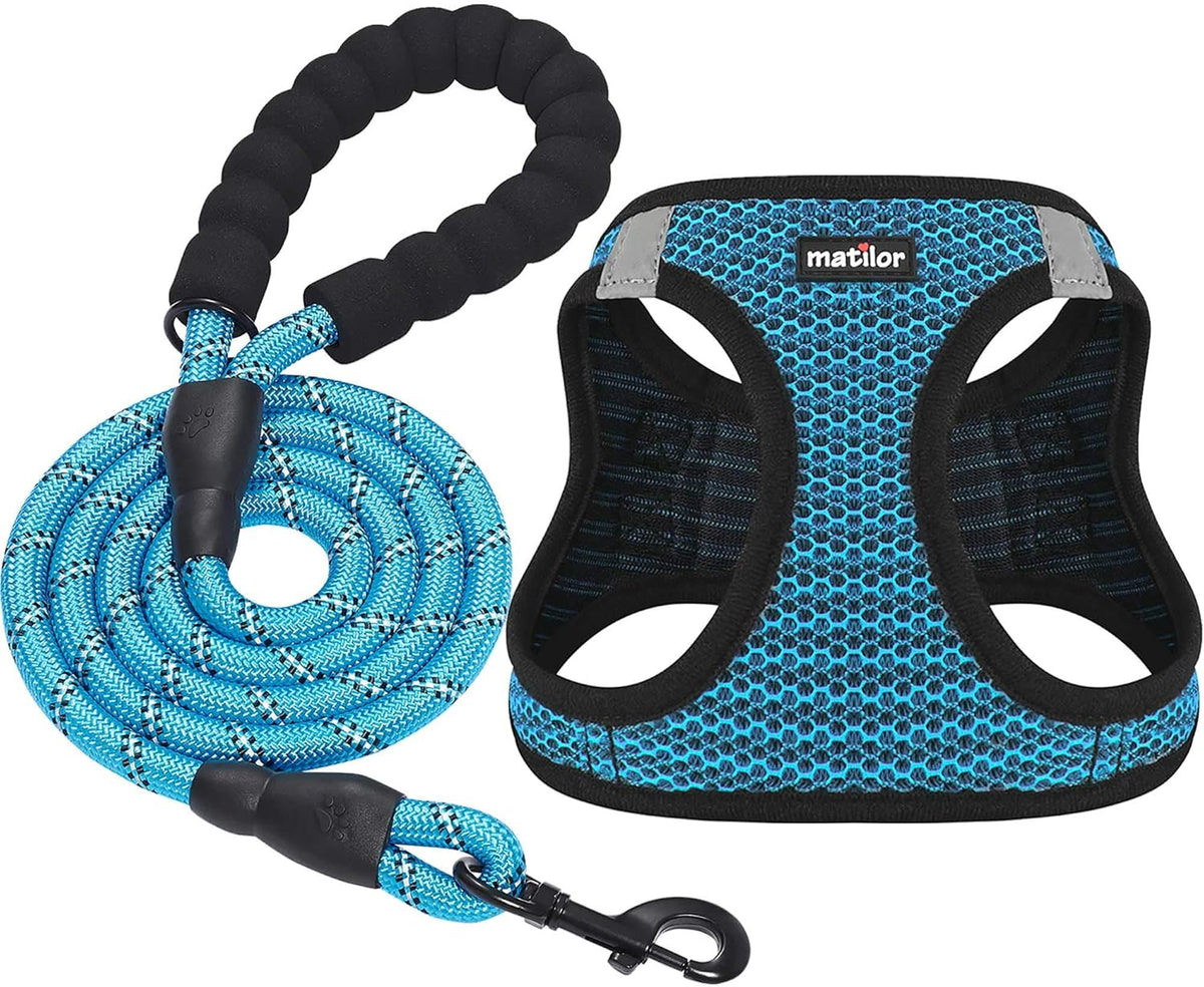 Dog Harness Step-in Breathable Puppy Cat Vest, Medium, Blue