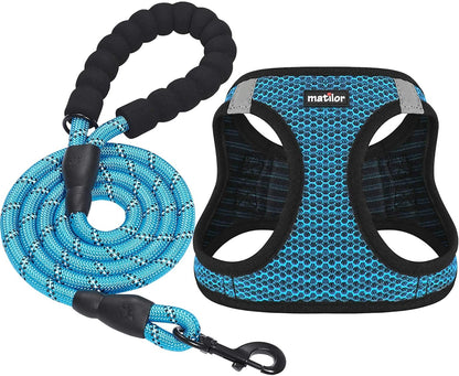 Dog Harness Step-in Breathable Puppy Cat Vest, Medium, Blue