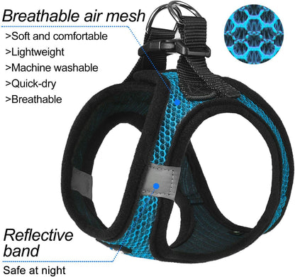 Dog Harness Step-in Breathable Puppy Cat Vest, Medium, Blue