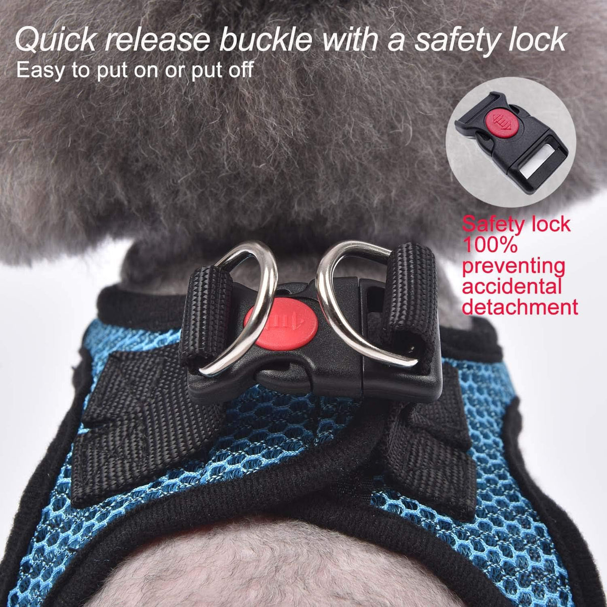 Dog Harness Step-in Breathable Puppy Cat Vest, Medium, Blue