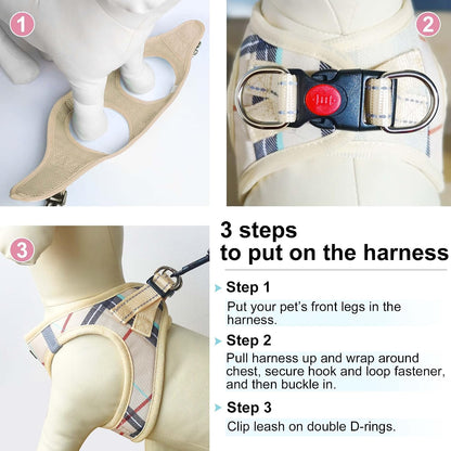 Dog Harness Step-in Breathable Puppy Cat Vest, Medium, Blue