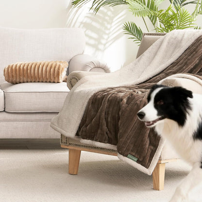 Waterproof Dog Blanket for Couch - Washable Medium Pet Blanket for Furniture Protector, Cozy Fleece Calming Dog Crate Blankets for Indoors & Outdoors, Cream, 30"x40"