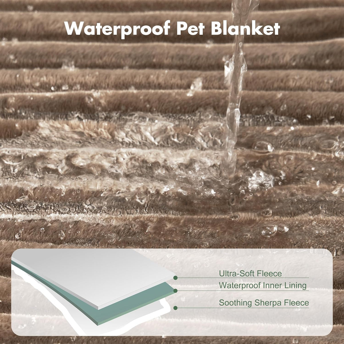Waterproof Dog Blanket for Couch - Washable Medium Pet Blanket for Furniture Protector, Cozy Fleece Calming Dog Crate Blankets for Indoors & Outdoors, Cream, 30"x40"