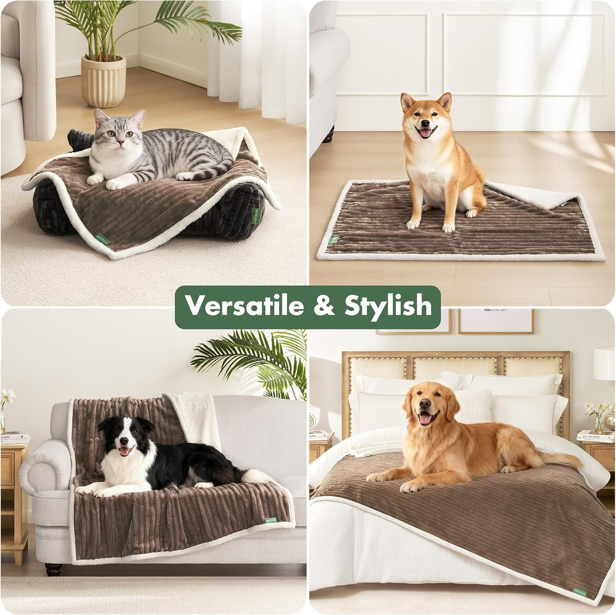 Waterproof Dog Blanket for Couch - Washable Medium Pet Blanket for Furniture Protector, Cozy Fleece Calming Dog Crate Blankets for Indoors & Outdoors, Cream, 30"x40"