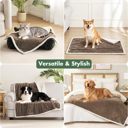 Waterproof Dog Blanket for Couch - Washable Medium Pet Blanket for Furniture Protector, Cozy Fleece Calming Dog Crate Blankets for Indoors & Outdoors, Cream, 30"x40"