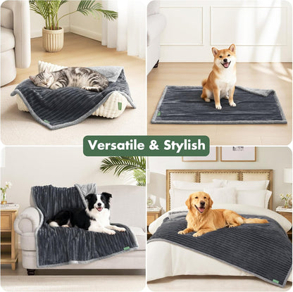 Waterproof Dog Blanket for Couch - Washable Medium Pet Blanket for Furniture Protector, Cozy Fleece Calming Dog Crate Blankets for Indoors & Outdoors, Cream, 30"x40"