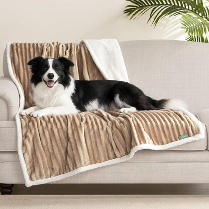 Waterproof Dog Blanket for Couch - Washable Medium Pet Blanket for Furniture Protector, Cozy Fleece Calming Dog Crate Blankets for Indoors & Outdoors, Cream, 30"x40"