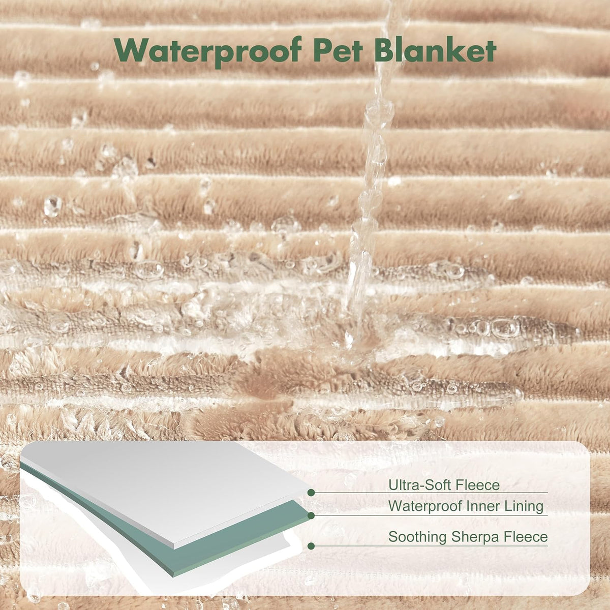 Waterproof Dog Blanket for Couch - Washable Medium Pet Blanket for Furniture Protector, Cozy Fleece Calming Dog Crate Blankets for Indoors & Outdoors, Cream, 30"x40"