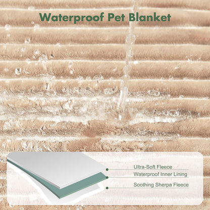 Waterproof Dog Blanket for Couch - Washable Medium Pet Blanket for Furniture Protector, Cozy Fleece Calming Dog Crate Blankets for Indoors & Outdoors, Cream, 30"x40"