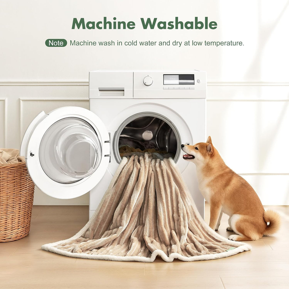 Waterproof Dog Blanket for Couch - Washable Medium Pet Blanket for Furniture Protector, Cozy Fleece Calming Dog Crate Blankets for Indoors & Outdoors, Cream, 30"x40"