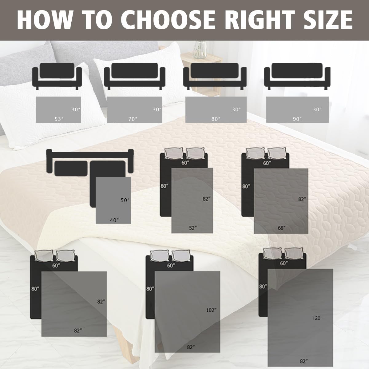 Pet Bed Cover Dog Bed Blanket for Sofa and Furniture Waterproof New Pattern Design (30x70 Inch, Dark Grey)