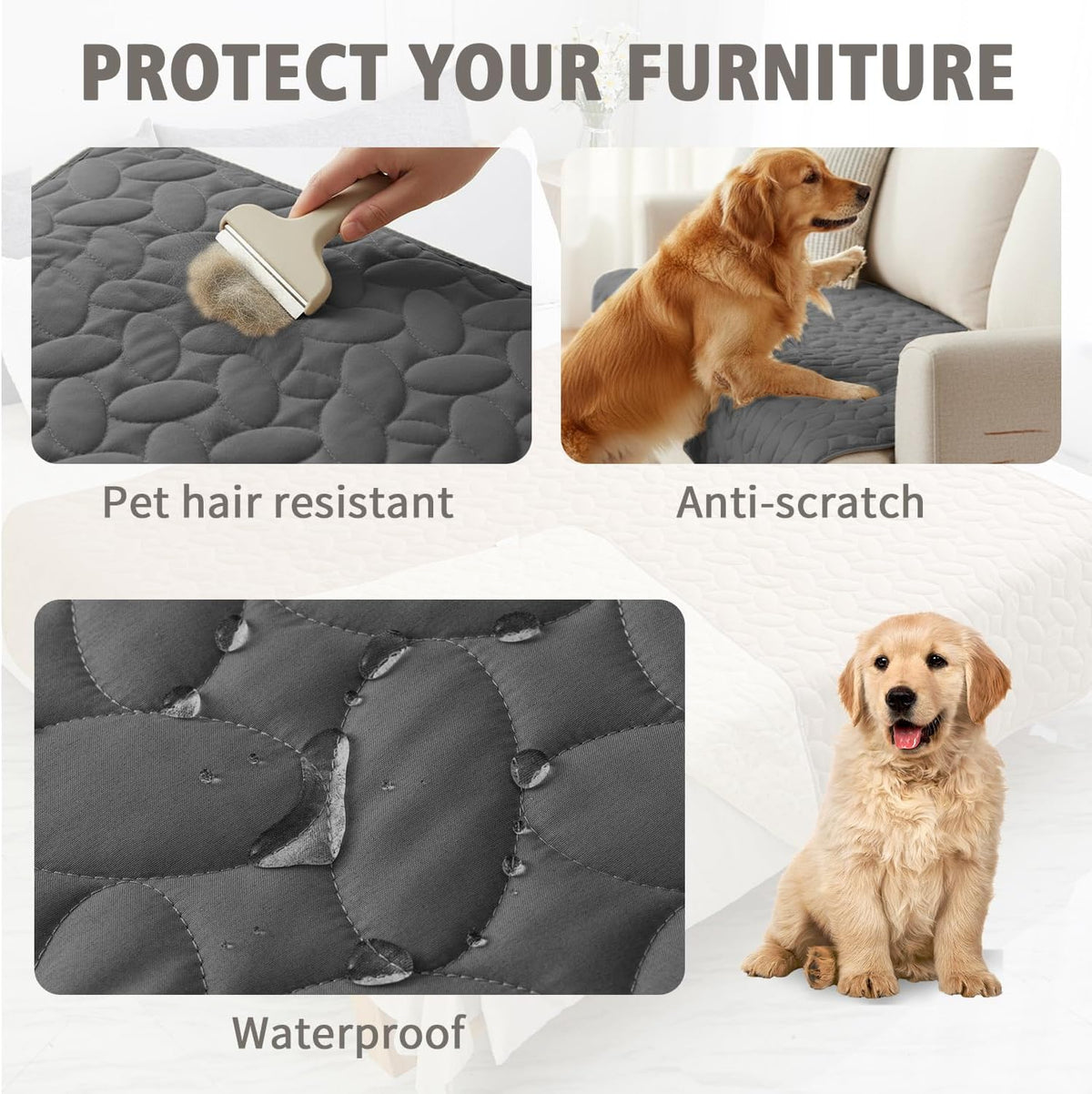 Pet Bed Cover Dog Bed Blanket for Sofa and Furniture Waterproof New Pattern Design (30x70 Inch, Dark Grey)