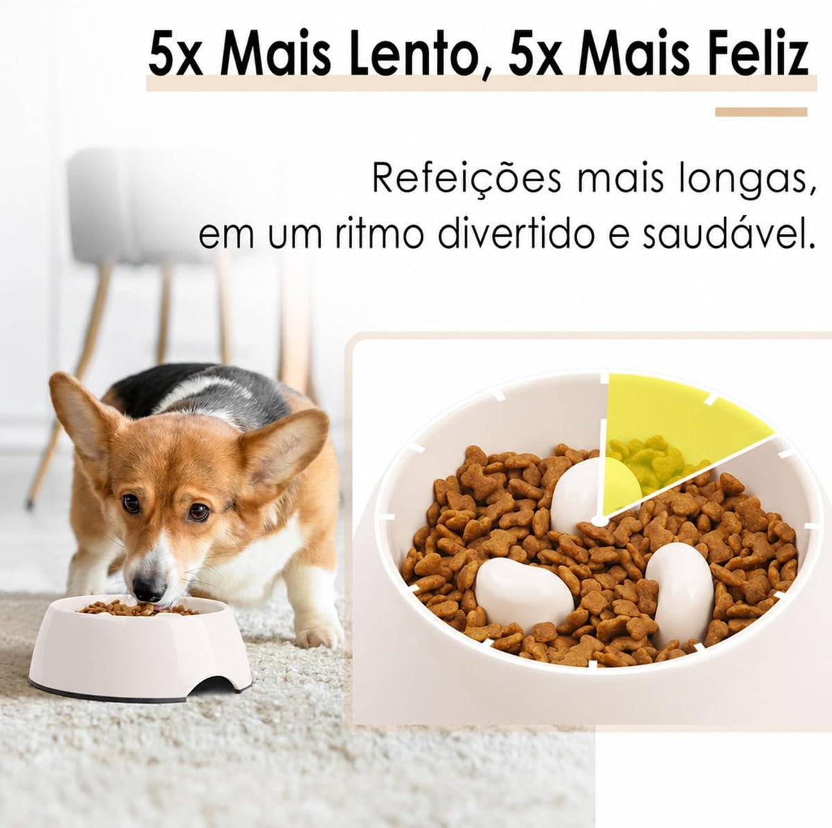 Slow Feeder Dog Bowl Cat Bowl 1/2 Cup Slow Feeding Dog Bowl for Small Medium Breed Anti Gulping Healthy Eating Interactive Bloat Stop Fun Alternative Non Slip Puzzle Dog Food Bowl, White
