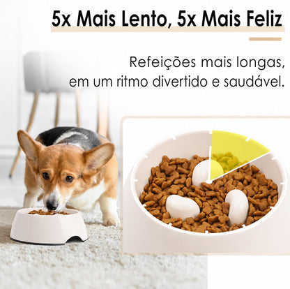 Slow Feeder Dog Bowl Cat Bowl 1/2 Cup Slow Feeding Dog Bowl for Small Medium Breed Anti Gulping Healthy Eating Interactive Bloat Stop Fun Alternative Non Slip Puzzle Dog Food Bowl, White