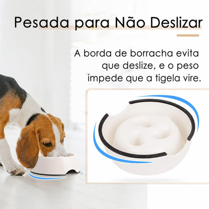 Slow Feeder Dog Bowl Cat Bowl 1/2 Cup Slow Feeding Dog Bowl for Small Medium Breed Anti Gulping Healthy Eating Interactive Bloat Stop Fun Alternative Non Slip Puzzle Dog Food Bowl, White