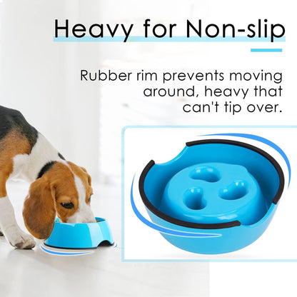 Slow Feeder Dog Bowl Cat Bowl 1/2 Cup Slow Feeding Dog Bowl for Small Medium Breed Anti Gulping Healthy Eating Interactive Bloat Stop Fun Alternative Non Slip Puzzle Dog Food Bowl, White