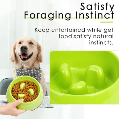 Slow Feeder Dog Bowl Cat Bowl 1/2 Cup Slow Feeding Dog Bowl for Small Medium Breed Anti Gulping Healthy Eating Interactive Bloat Stop Fun Alternative Non Slip Puzzle Dog Food Bowl, White