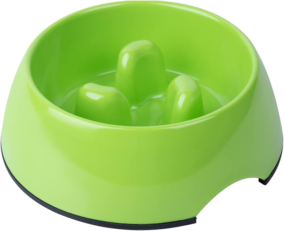 Slow Feeder Dog Bowl Cat Bowl 1/2 Cup Slow Feeding Dog Bowl for Small Medium Breed Anti Gulping Healthy Eating Interactive Bloat Stop Fun Alternative Non Slip Puzzle Dog Food Bowl, White