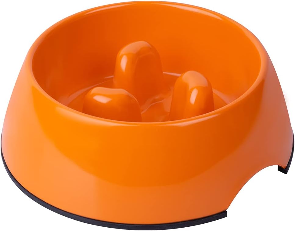 Slow Feeder Dog Bowl Cat Bowl 1/2 Cup Slow Feeding Dog Bowl for Small Medium Breed Anti Gulping Healthy Eating Interactive Bloat Stop Fun Alternative Non Slip Puzzle Dog Food Bowl, White