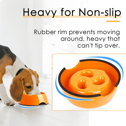 Slow Feeder Dog Bowl Cat Bowl 1/2 Cup Slow Feeding Dog Bowl for Small Medium Breed Anti Gulping Healthy Eating Interactive Bloat Stop Fun Alternative Non Slip Puzzle Dog Food Bowl, White