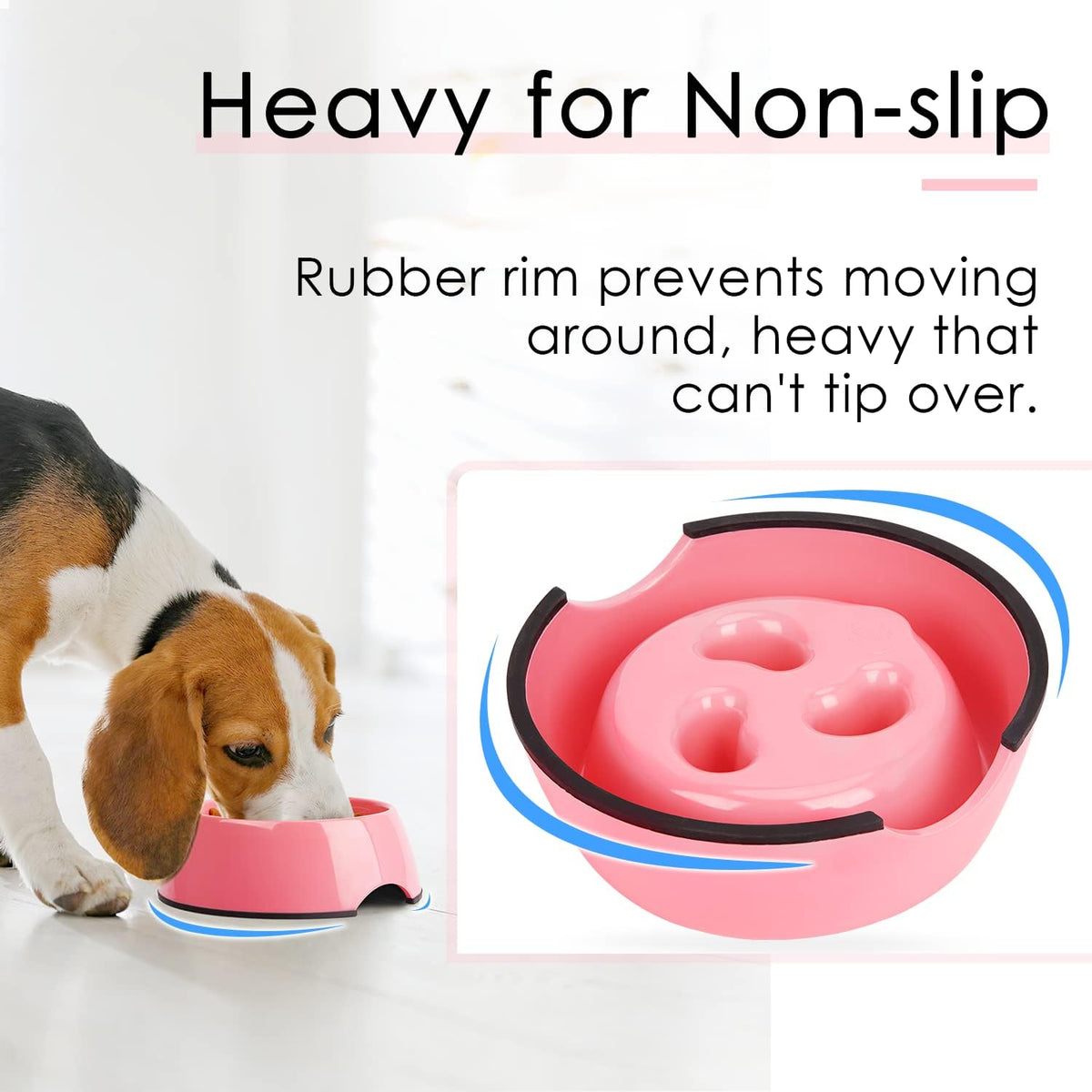 Slow Feeder Dog Bowl Cat Bowl 1/2 Cup Slow Feeding Dog Bowl for Small Medium Breed Anti Gulping Healthy Eating Interactive Bloat Stop Fun Alternative Non Slip Puzzle Dog Food Bowl, White