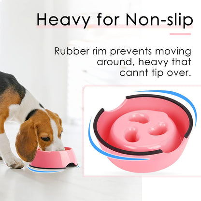 Slow Feeder Dog Bowl Cat Bowl 1/2 Cup Slow Feeding Dog Bowl for Small Medium Breed Anti Gulping Healthy Eating Interactive Bloat Stop Fun Alternative Non Slip Puzzle Dog Food Bowl, White