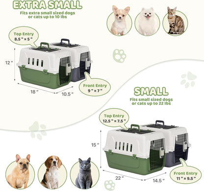 18 Inch Hard-Sided Dog Cat Carrier, Green