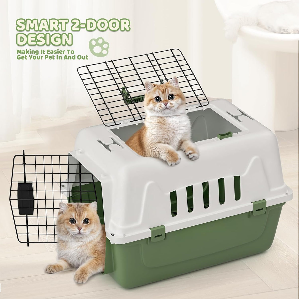18 Inch Hard-Sided Dog Cat Carrier, Green