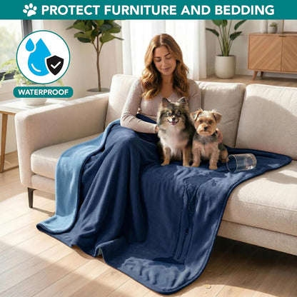 PetAmi Waterproof Dog Blanket for Medium Large Pets Dogs Cats, Pet Couch Cover Protector for Furniture, Reversible Washable Soft Fleece Cat Blanket for Bed Couch Sofa, 40x60 (Taupe/Beige)