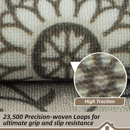 BEQHAUSE Stair Treads for Wooden Steps Non-Slip Machine Washable Carpet Stair Treads 8"X30" Soft Indoor Stair Runner for Kids Elders and Pets, 100% Polyester, TPE Backing, 15pcs, Brown/Grey