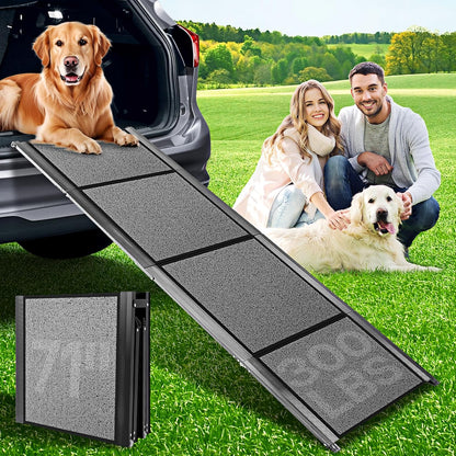 67''x 17'' Dog Ramp, Dog Ramp for Car, Folding Car Ramps for Pets, Dog Stairs Up to 250LBS, Pet Ramp with Non-Slip Rug Surface, Extra Long Dog Steps for Car, SUV, Truck