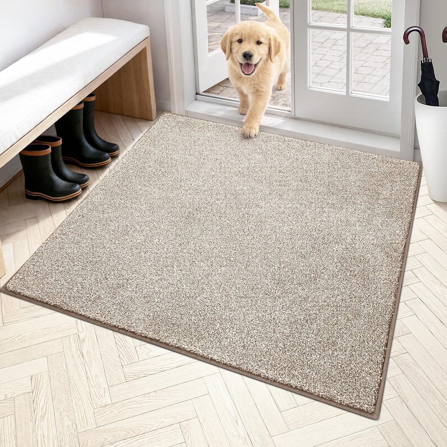 PURRUGS Dirt Trapping Door Mat 20" x 31.5", Non-Slip Machine Washable Entryway Rug, Dog Doormat, Indoor Front Door Mat, Super Absorbent Entry Rug for Muddy Shoes & Paws, Bluish Grey-Black