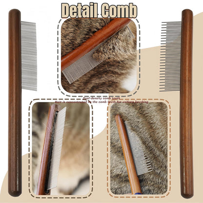 Rake Brush for Dogs, 4-Pack Long-Tooth Undercoat Brush Set, Grooming Rake & Steel Shedding Comb & Double-Sided Teech Comb & for Double Coat German Shepherds Horses