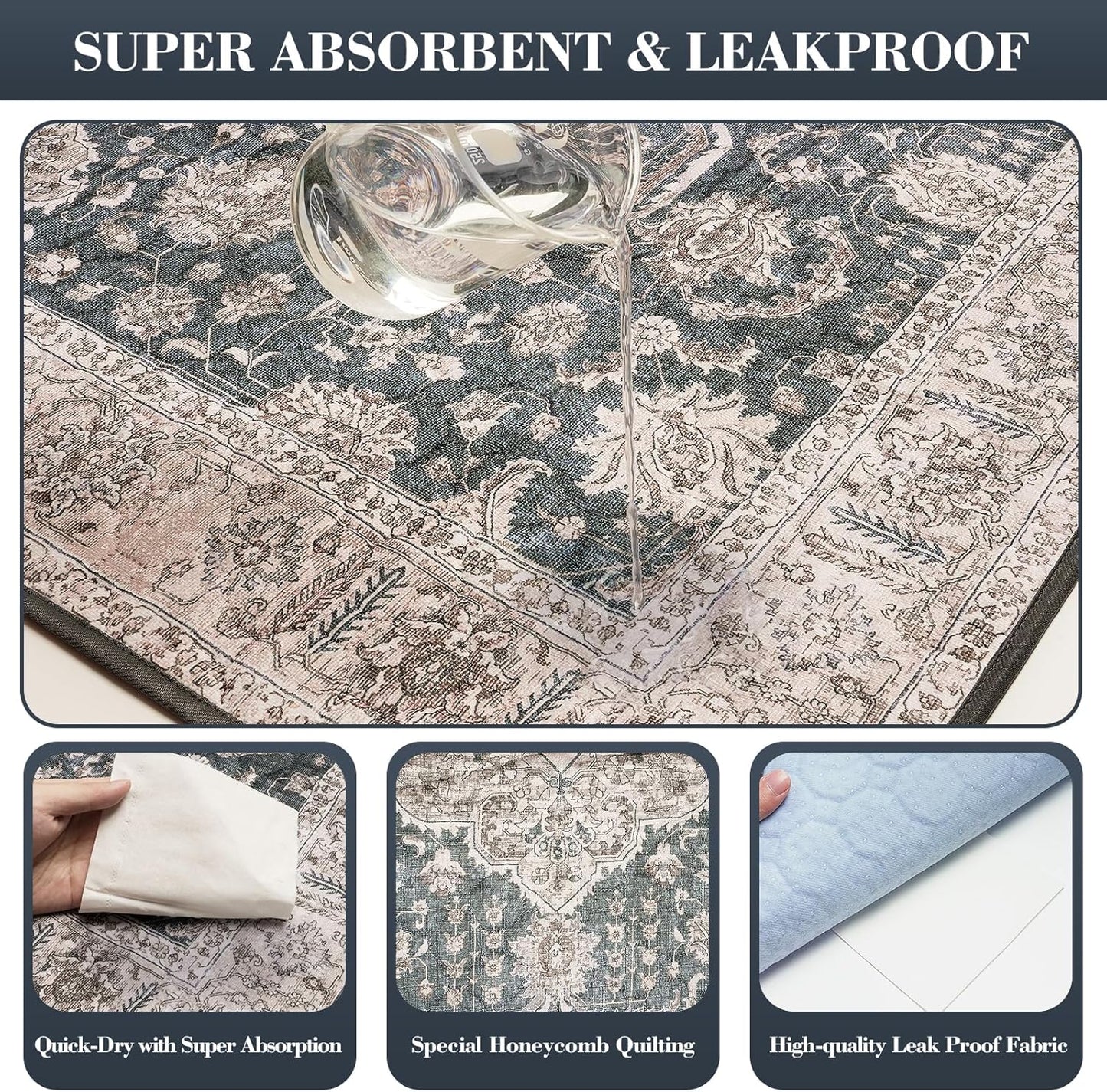 Dogcator Washable Pee Pads for Dogs, 2 Pack Reusable Puppy Training Pads. 36''x48'' Super Absorbent Dog Rugs, Non-Slip and Leakproof Pee Mat for Dogs, Whelping Pads for Crates and Floors