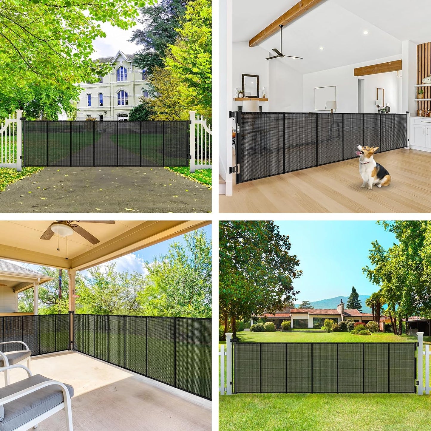 250" Reinforced Extra Wide Baby Gate Retractable Dog Gate, 21ft Extra Long Baby Gate Retractable Gates for Dogs, 48" Extra Tall Pet Gate Retractable Fence Outdoor Gate for Deck/Garage/Patio, Black