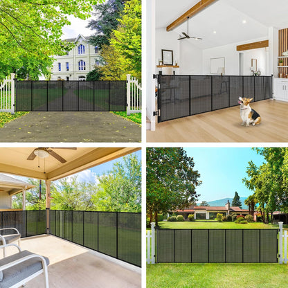 250" Reinforced Extra Wide Baby Gate Retractable Dog Gate, 21ft Extra Long Baby Gate Retractable Gates for Dogs, 48" Extra Tall Pet Gate Retractable Fence Outdoor Gate for Deck/Garage/Patio, Black