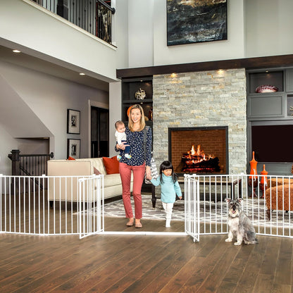 Regalo Safety 28"-76” Super Wide Configurable Baby Gate for Doorways & Open Spaces, 3-Panel Wall Mounted Safety Gate with Door for Babies, Toddlers & Pets, Includes Wall Mount Hardware