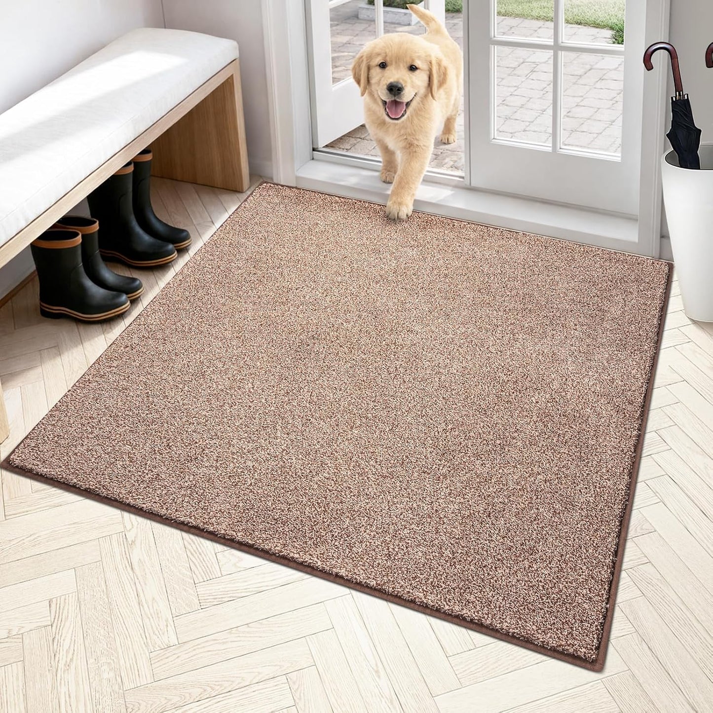 PURRUGS Dirt Trapping Door Mat 20" x 31.5", Non-Slip Machine Washable Entryway Rug, Dog Doormat, Indoor Front Door Mat, Super Absorbent Entry Rug for Muddy Shoes & Paws, Bluish Grey-Black