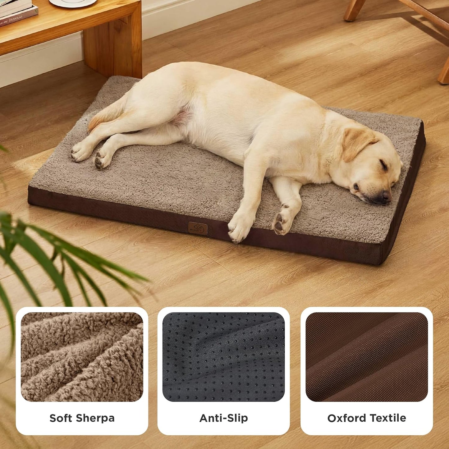 Bedsure Dog Beds Large Sized Dog - Comfy Flat Pet Beds with Removable Washable Cover, Orthopedic Egg Crate Foam Puppy Mat, Suitable for Pet Up to 65 lbs