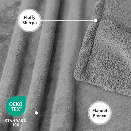 PetAmi Waterproof Dog Blanket for Couch, Large 60x40, Pee Proof Sherpa Fleece Reversible Pet Throw, Furniture Protector for Bed Sofa Kennel, Soft Washable Cover for Medium Dogs Cats, Grey Sherpa