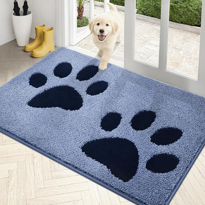 PURRUGS Dirt Trapping Door Mat 20" x 31.5", Non-Skid/Slip Machine Washable Microfiber Entryway Rug, Dog Doormat, Super Absorbent Welcome Mat for Muddy Wet Shoes and Paws, Grey