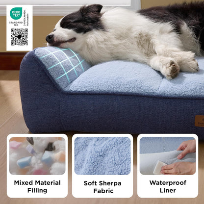 Bedsure SupportMax™ XL Pro Orthopedic Dog Beds Large Sized Dog - Extra Thick Supportive Dogs Couch with Waterproof Washable Cover, Extra Large Comfort Pet Sofa with Sherpa & Nonskid Bottom, Grey, 45"