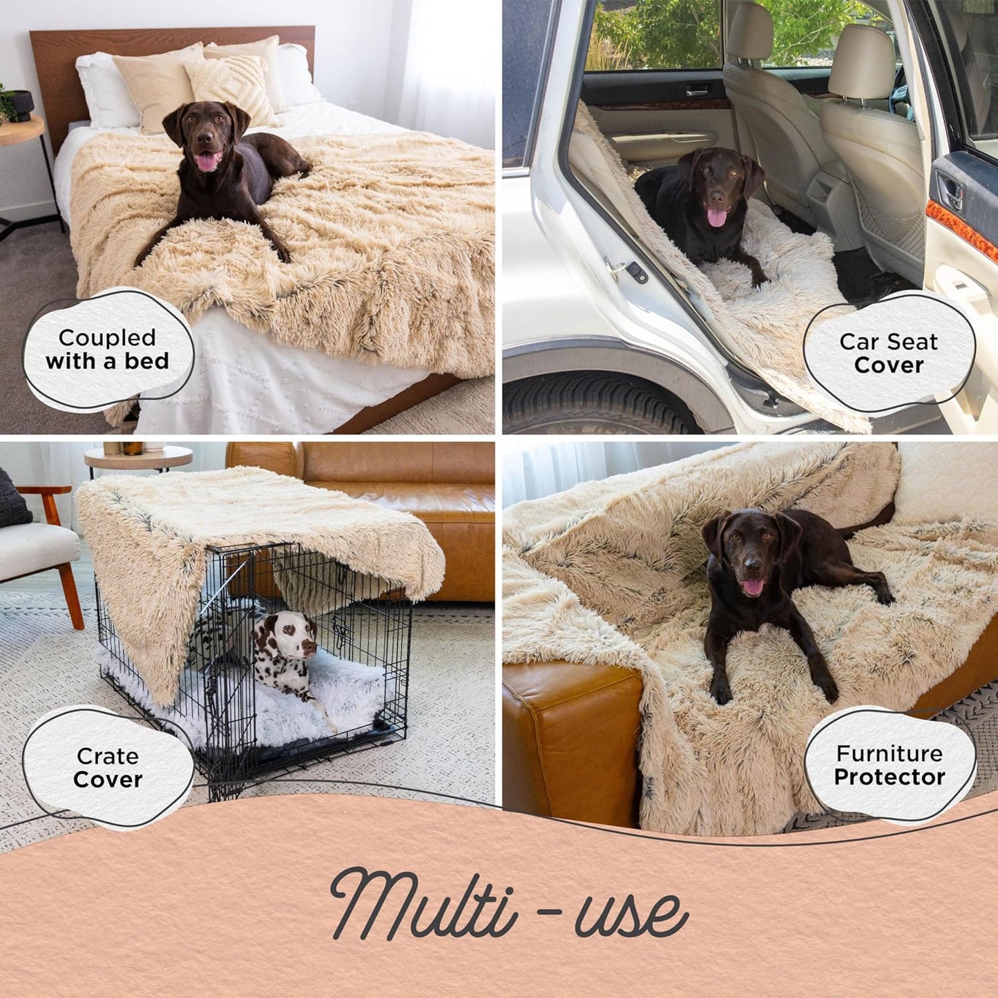 Best Friends by Sheri Calming Shag Dog Blanket – Ultra Soft Faux Fur Pet Throw, Anxiety-Relief, Lightweight Warm Bed Cover for Dogs and Cats, Machine Washable, Taupe, 30" x 40"