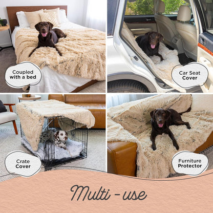 Best Friends by Sheri Calming Shag Dog Blanket – Ultra Soft Faux Fur Pet Throw, Anxiety-Relief, Lightweight Warm Bed Cover for Dogs and Cats, Machine Washable, Taupe, 30" x 40"