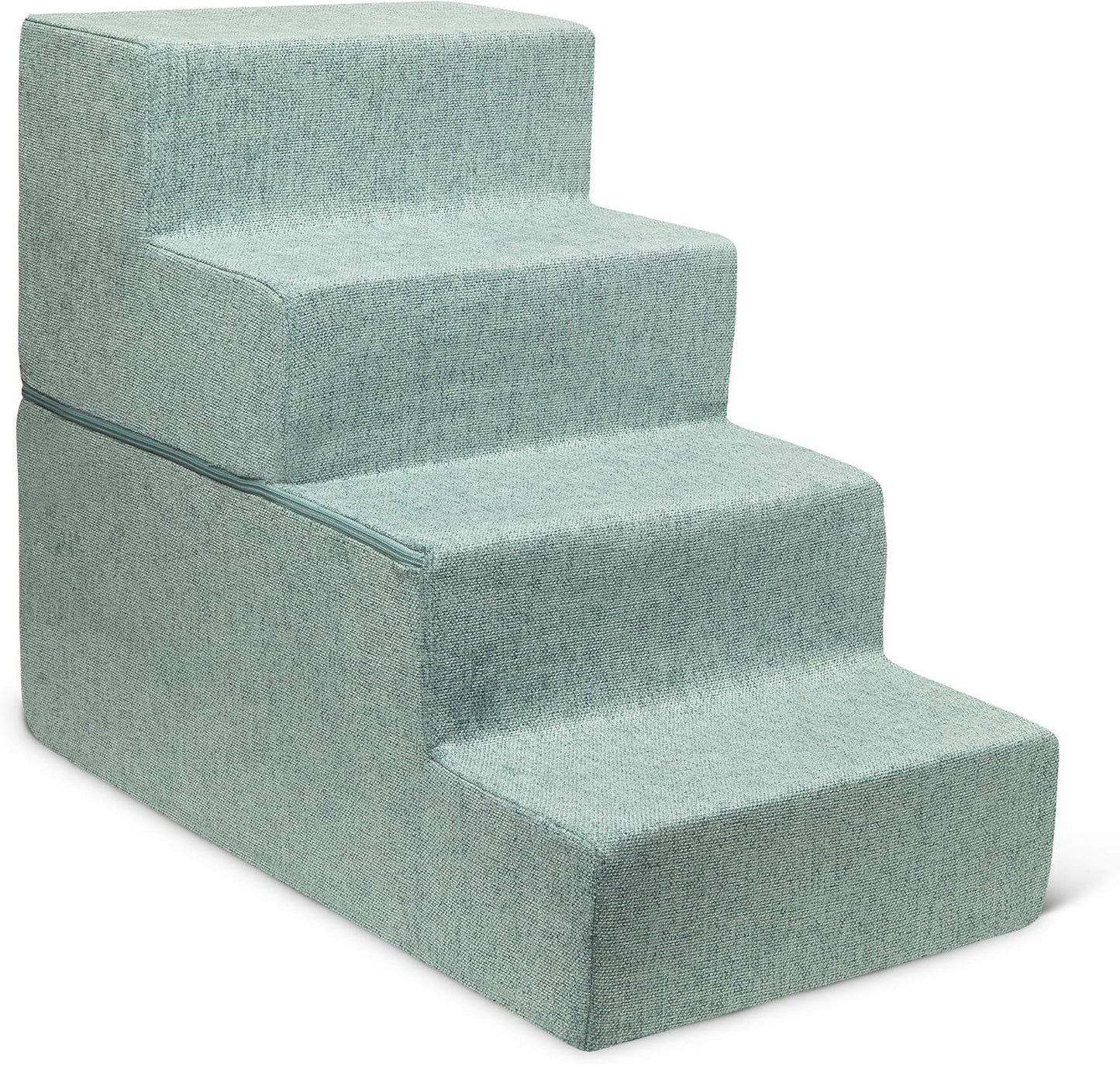 Best Pet Supplies Dog Stairs & Steps - Foam Steps for Small Dogs & Cats, Non-Slip Indoor Balanced Pet Step Support, Dog Ramp, No Assembly, Ash Gray Linen, 2-Step (12-inch Height)