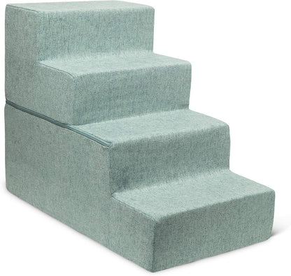 Best Pet Supplies Dog Stairs & Steps - Foam Steps for Small Dogs & Cats, Non-Slip Indoor Balanced Pet Step Support, Dog Ramp, No Assembly, Ash Gray Linen, 2-Step (12-inch Height)