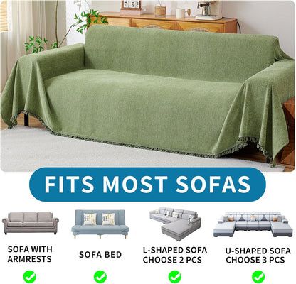 HAOMAIJIA Non Slip Couch Cover Sofa Covers for 3 Cushion Couch Washable sectional Couch Covers for Dogs pet Furniture Protector Couch Cover Blanket for Living Room (Off White, 91"x134")