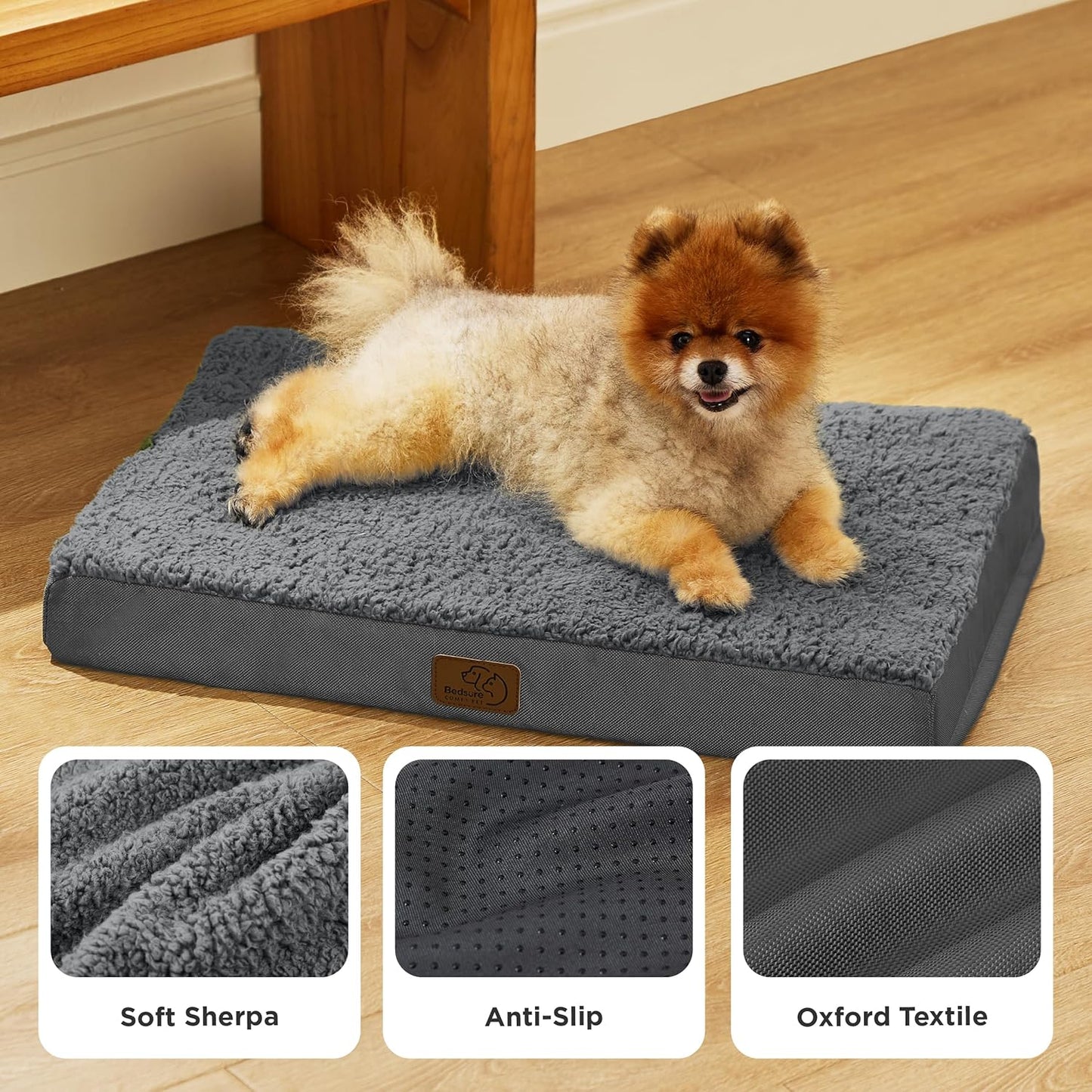Bedsure Dog Beds Large Sized Dog - Comfy Flat Pet Beds with Removable Washable Cover, Orthopedic Egg Crate Foam Puppy Mat, Suitable for Pet Up to 65 lbs
